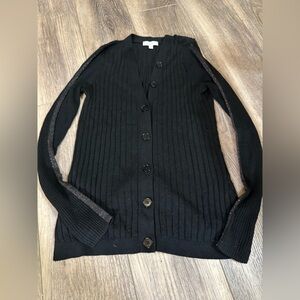 Joie Black Ribbed Cardigan Sweater